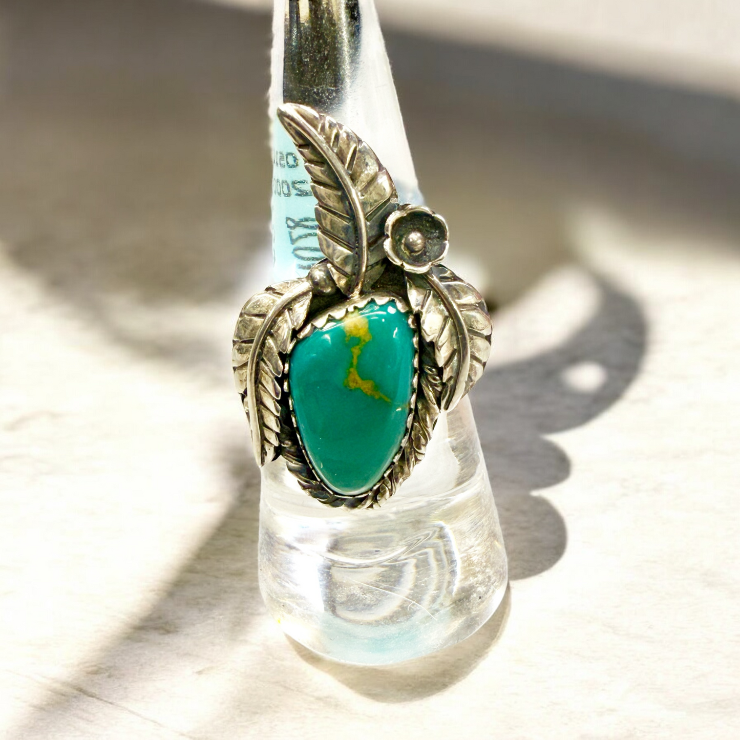 Sterling Ring, Native, unsigned, Turquoise size 7