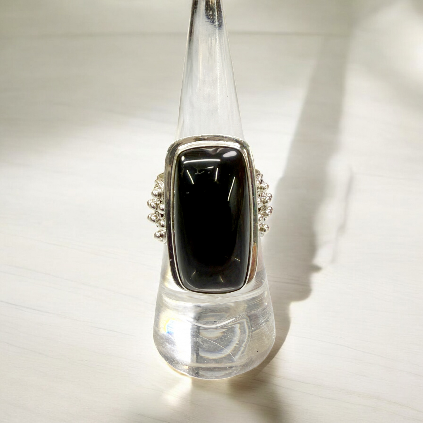 Sterling Ring, Onyx, size 7.5